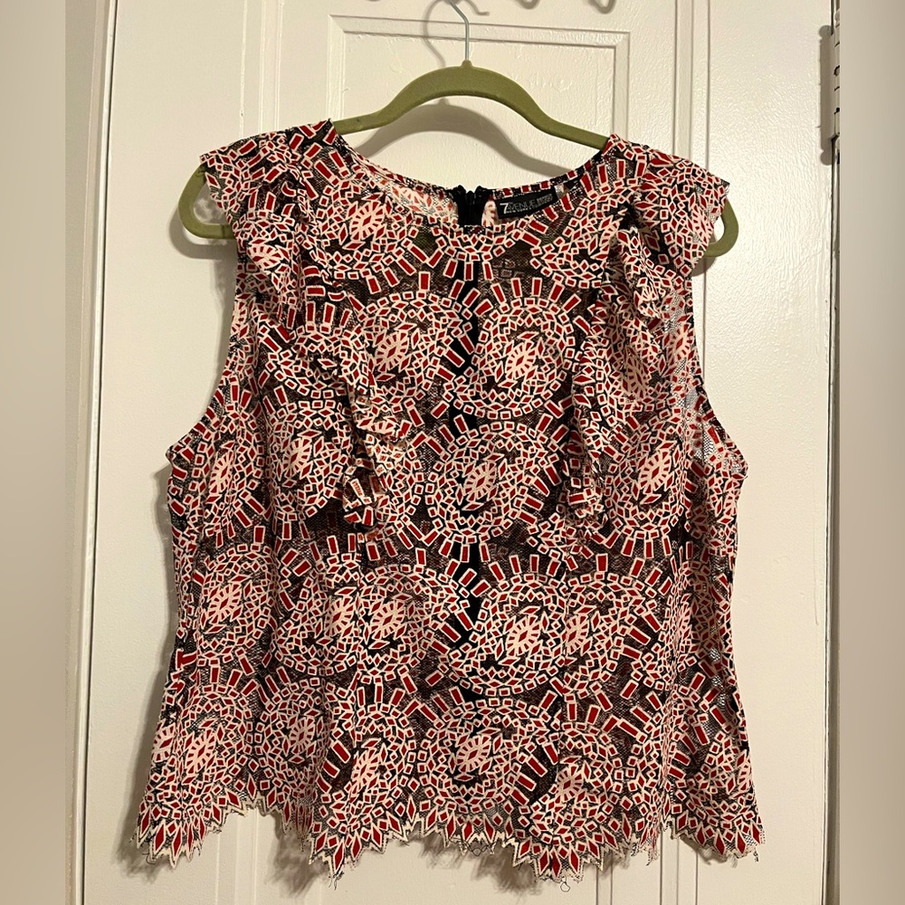 New York & Company ruffled sheer top